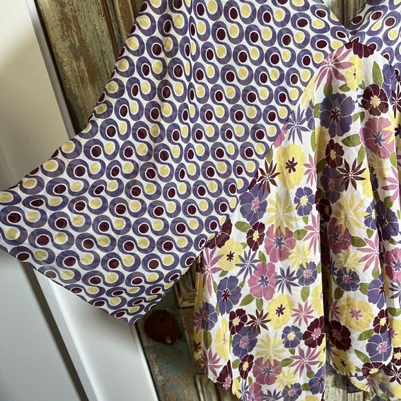 Colorful Semi Sheer Cover Up/Boho Blouse One Size Purples Yellows Floral - Picture 2 of 6